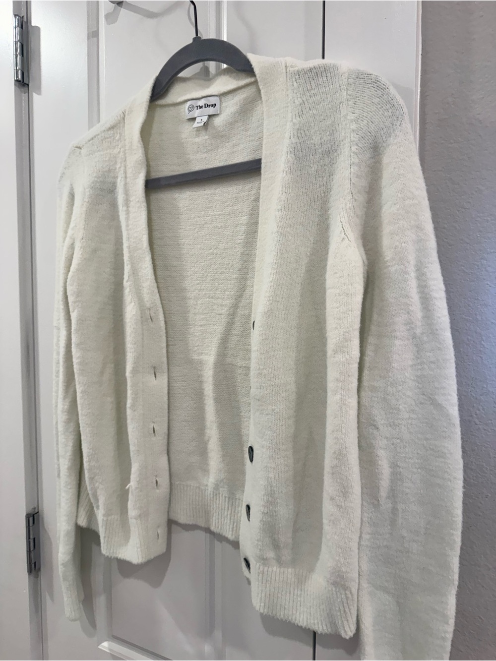 The Drop Women's Cream Button-Front Cardigan